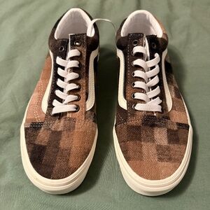 Vans sweater check brown old skool lowtop sneaker